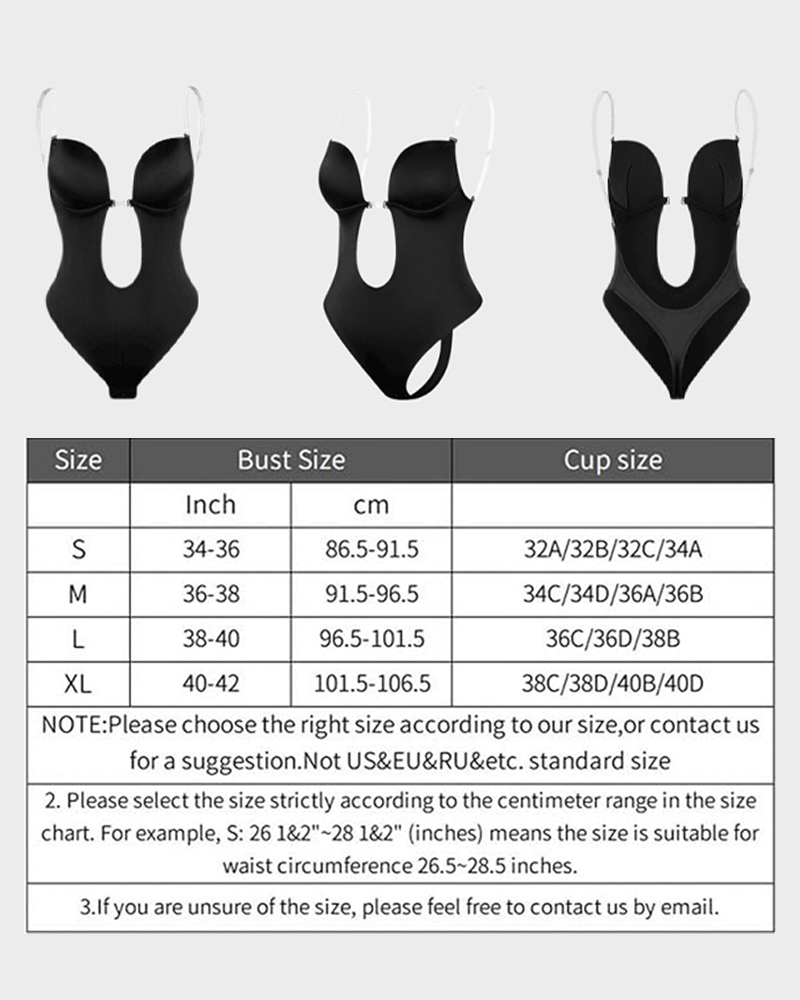 Backless Strapless U Plunge Thong Bodysuit